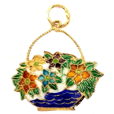 ENAMEL BASKET 25X35MM BLUE